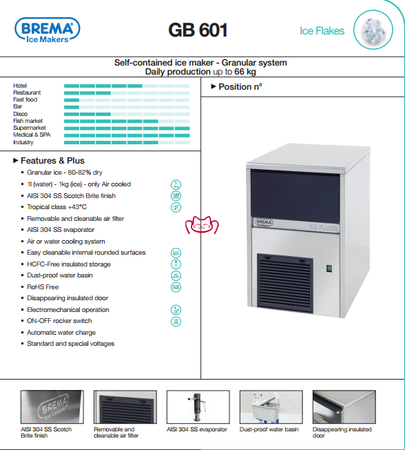 BREMA GB601制冰机（60KG雪花冰）_商用制冰机_冷藏冷冻电器设备_国际品牌商用厨房设备批发_进口酒店厨房设备_进口商用厨具 国际大